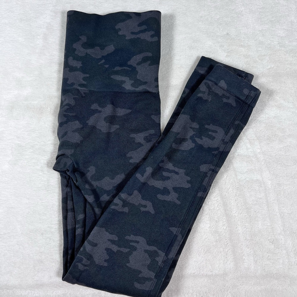 Spanx Look At‎ Me Now High Rise Camo Leggings Green Black Womens Small